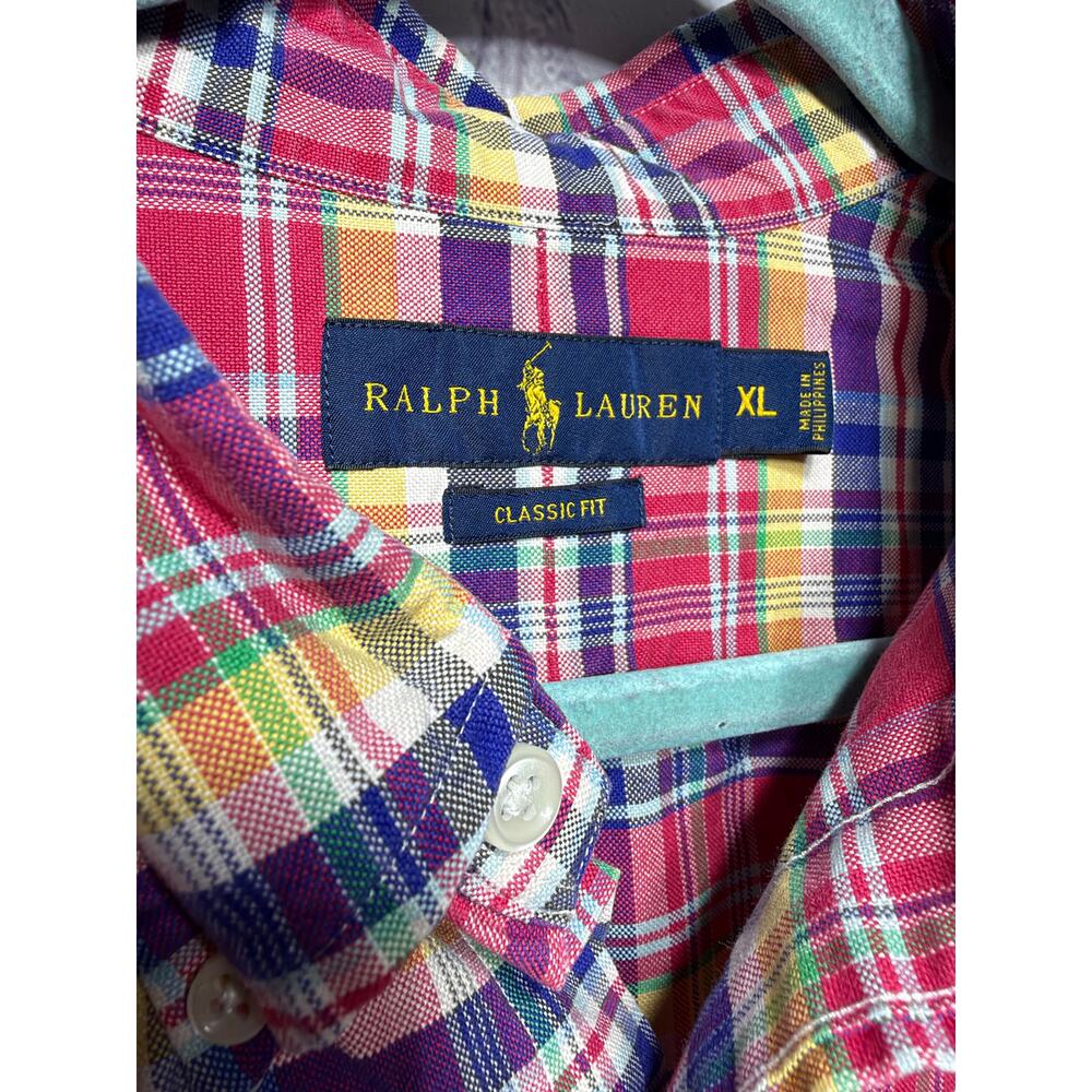 Ralph Lauren Mens Plaid Button Down Pink Multi Sz XL Classic Fit Cotton - Picture 4 of 6